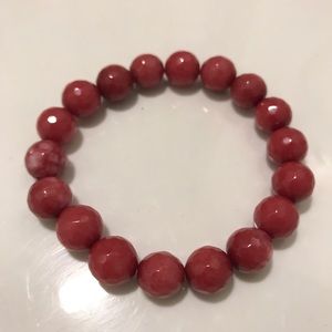 Rose Faceted Gemstone Stretch Bead Bracelet